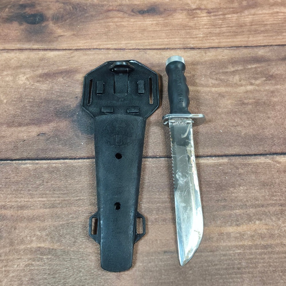 Sea Hawk Dive Knife Mens OS Black Fair Stainless Steel Japan Serrated Sheath